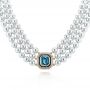 18k Yellow Gold 18k Yellow Gold Custom Pearl Aquamarine Blue Sapphire And Diamond Necklace - Three-Quarter View -  103384 - Thumbnail