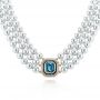 14k Yellow Gold 14k Yellow Gold Custom Pearl Aquamarine Blue Sapphire And Diamond Necklace - Three-Quarter View -  103384 - Thumbnail