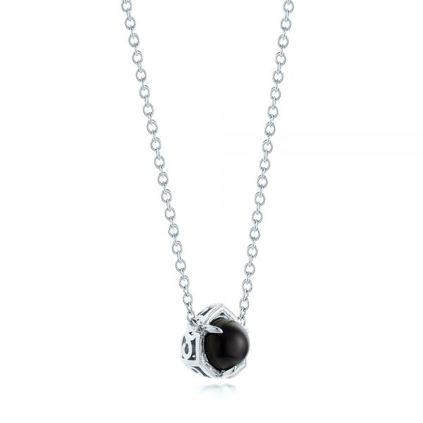 14k White Gold Custom Pearl Pendant - Flat View - 102924