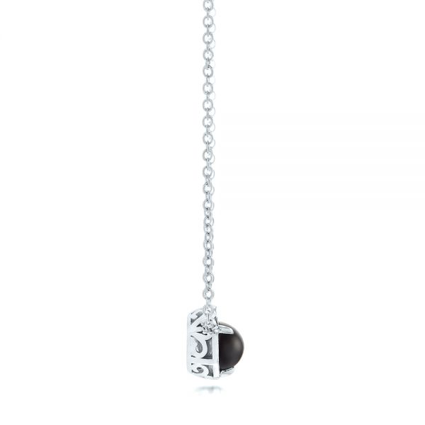 14k White Gold Custom Pearl Pendant - Side View - 102924