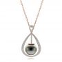 18k Rose Gold 18k Rose Gold Custom Pearl And Diamond Pendant - Three-Quarter View -  101158 - Thumbnail