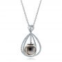  Platinum Custom Pearl And Diamond Pendant - Flat View -  101158 - Thumbnail