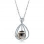 18k White Gold 18k White Gold Custom Pearl And Diamond Pendant - Flat View -  101158 - Thumbnail