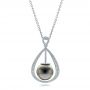  Platinum Custom Pearl And Diamond Pendant - Three-Quarter View -  101158 - Thumbnail