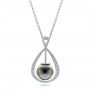 14k White Gold 14k White Gold Custom Pearl And Diamond Pendant - Three-Quarter View -  101158 - Thumbnail