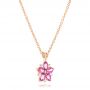 14k Rose Gold 14k Rose Gold Custom Pink Sapphire And Diamond Flower Pendant - Flat View -  102732 - Thumbnail