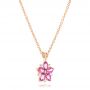 18k Rose Gold 18k Rose Gold Custom Pink Sapphire And Diamond Flower Pendant - Flat View -  102732 - Thumbnail
