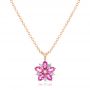 14k Rose Gold Custom Pink Sapphire And Diamond Flower Pendant
