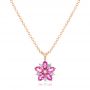 14k Rose Gold Custom Pink Sapphire And Diamond Flower Pendant