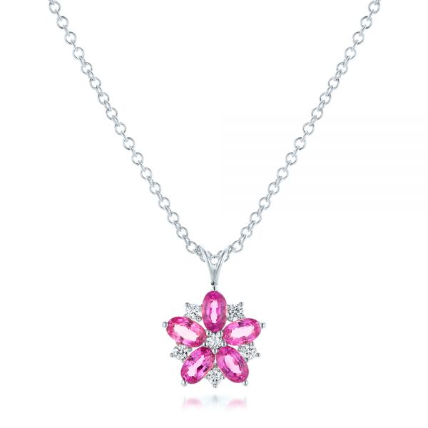 Multicolor Sapphire & Diamond Pave Flower Motif Pendant Necklace –  SouthMiamiJewelers