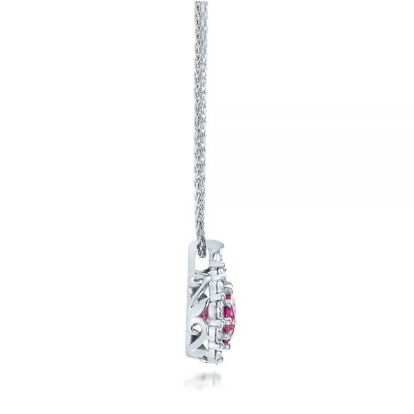 Pink Sapphire and Diamond Halo Pendant