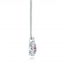 14k White Gold Custom Pink Sapphire And Diamond Halo Pendant - Side View -  101245 - Thumbnail