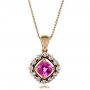18k Rose Gold Custom Pink Sapphire Pendant - Three-Quarter View -  100164 - Thumbnail