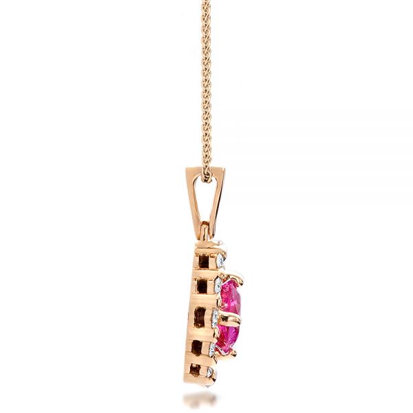 18k Rose Gold Custom Pink Sapphire Pendant - Side View -  100164