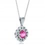  Platinum Platinum Custom Pink Sapphire Pendant - Flat View -  100164 - Thumbnail