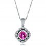  Platinum Platinum Custom Pink Sapphire Pendant - Three-Quarter View -  100164 - Thumbnail