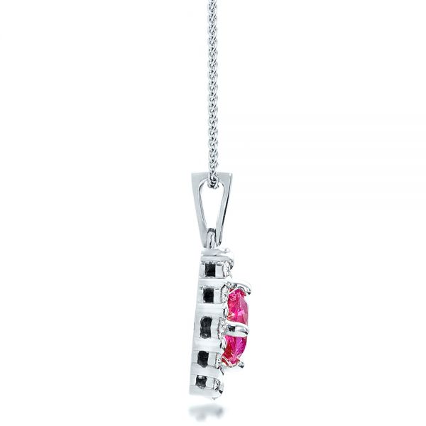 14k White Gold 14k White Gold Custom Pink Sapphire Pendant - Side View -  100164