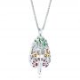 18k White Gold 18k White Gold Custom Pink Tourmaline Ruby Citrine Emerald And Diamond Pendant - Flat View -  103272 - Thumbnail