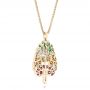 14k Yellow Gold 14k Yellow Gold Custom Pink Tourmaline Ruby Citrine Emerald And Diamond Pendant - Flat View -  103272 - Thumbnail