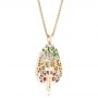 14k Yellow Gold 14k Yellow Gold Custom Pink Tourmaline Ruby Citrine Emerald And Diamond Pendant - Flat View -  103272 - Thumbnail