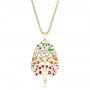 14k Yellow Gold 14k Yellow Gold Custom Pink Tourmaline Ruby Citrine Emerald And Diamond Pendant - Three-Quarter View -  103272 - Thumbnail