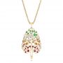 18k Yellow Gold 18k Yellow Gold Custom Pink Tourmaline Ruby Citrine Emerald And Diamond Pendant - Three-Quarter View -  103272 - Thumbnail