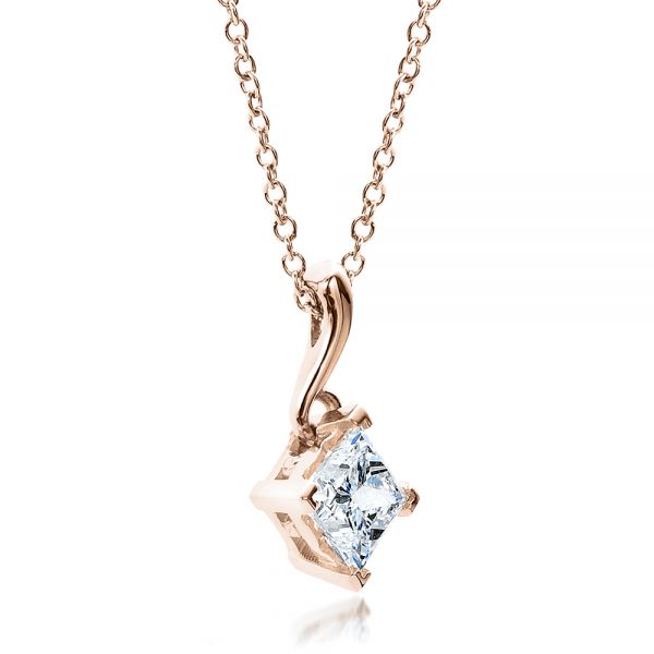 18k Rose Gold 18k Rose Gold Custom Princess Cut Pendant - Flat View -  100068