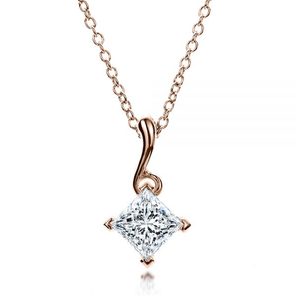 14k Rose Gold 14k Rose Gold Custom Princess Cut Pendant - Front View - 100068