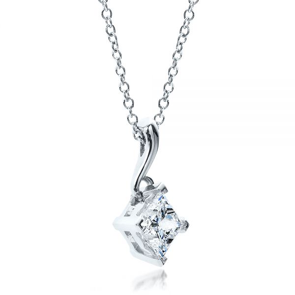  Platinum Custom Princess Cut Pendant - Flat View -  100068