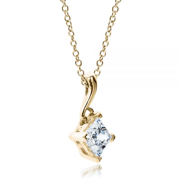 14k Yellow Gold 14k Yellow Gold Custom Princess Cut Pendant - Flat View - 100068