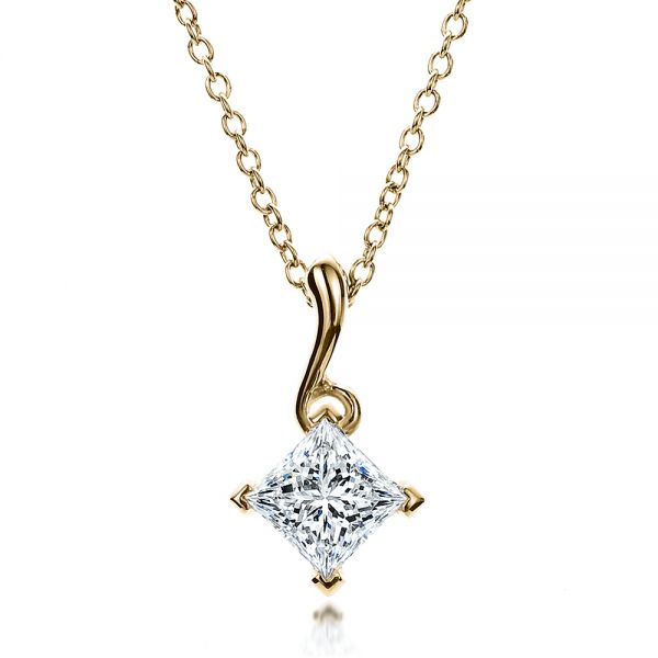 14k Yellow Gold 14k Yellow Gold Custom Princess Cut Pendant - Front View - 100068