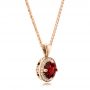 14k Rose Gold 14k Rose Gold Custom Red Sapphire And Diamond Halo Pendant - Flat View -  100274 - Thumbnail