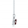 14k White Gold 14k White Gold Custom Red Sapphire And Diamond Halo Pendant - Side View -  100274 - Thumbnail