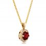 14k Yellow Gold Custom Red Sapphire And Diamond Halo Pendant - Flat View -  100274 - Thumbnail
