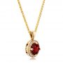 18k Yellow Gold 18k Yellow Gold Custom Red Sapphire And Diamond Halo Pendant - Flat View -  100274 - Thumbnail