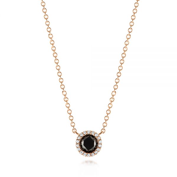 Custom Rose Gold Black and White Diamond Pendant - Image
