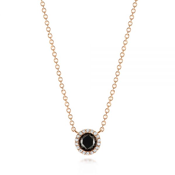 18k Rose Gold 18k Rose Gold Custom Black And White Diamond Pendant - Three-Quarter View -  103452