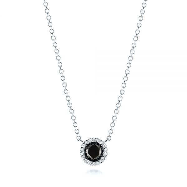  Platinum Platinum Custom Black And White Diamond Pendant - Three-Quarter View -  103452