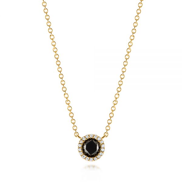 18k Yellow Gold 18k Yellow Gold Custom Black And White Diamond Pendant - Three-Quarter View -  103452