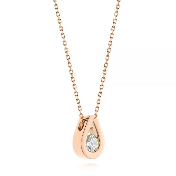 14k Rose Gold Custom Diamond Pendant - Flat View -  103981