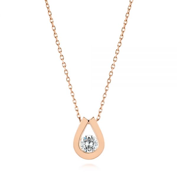 18k Rose Gold 18k Rose Gold Custom Diamond Pendant - Three-Quarter View -  103981