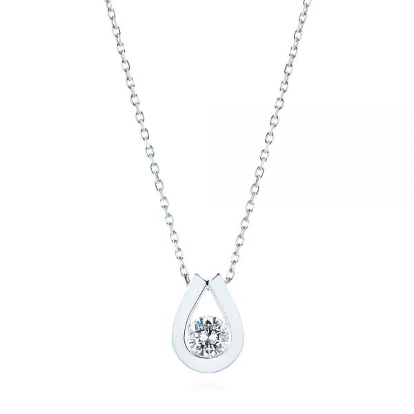 18k White Gold 18k White Gold Custom Diamond Pendant - Three-Quarter View -  103981