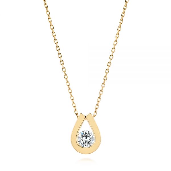 18k Yellow Gold 18k Yellow Gold Custom Diamond Pendant - Three-Quarter View -  103981