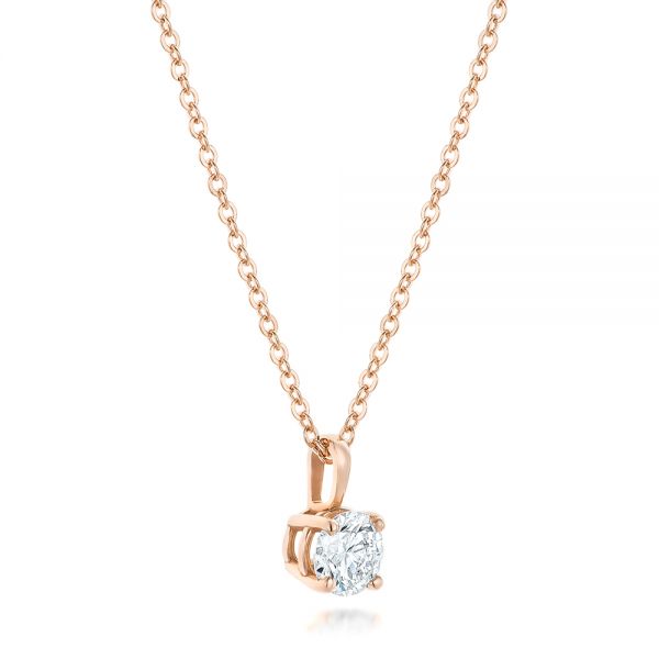 14k Rose Gold Custom Diamond Solitaire Pendant - Flat View -  102443