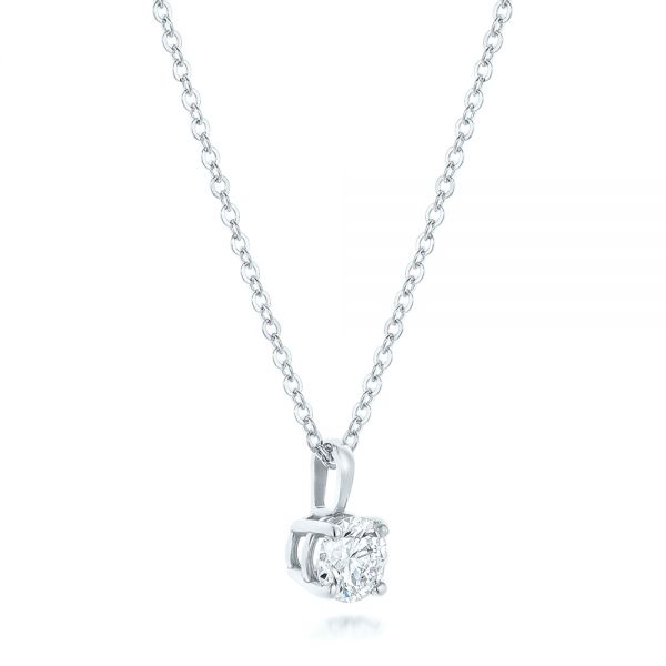 18k White Gold 18k White Gold Custom Diamond Solitaire Pendant - Flat View -  102443