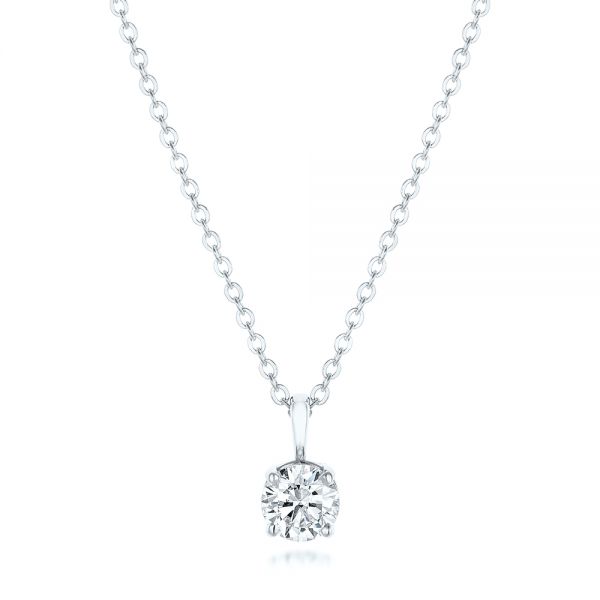  Platinum Platinum Custom Diamond Solitaire Pendant - Three-Quarter View -  102443