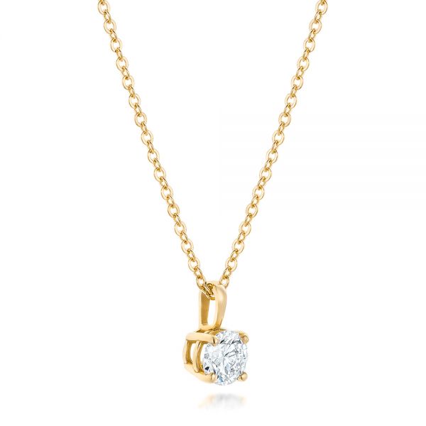 18k Yellow Gold 18k Yellow Gold Custom Diamond Solitaire Pendant - Flat View - 102443
