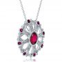  Platinum Custom Ruby Flower Pendant - Flat View -  100004 - Thumbnail