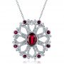  Platinum Custom Ruby Flower Pendant - Three-Quarter View -  100004 - Thumbnail