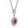 14k Rose Gold 14k Rose Gold Custom Ruby And Diamond Pendant - Flat View -  100096 - Thumbnail